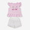 Girl's Flying Sleeves Cute Cat Striped Print Casual Clothing Set For 1-5Y - White