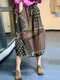 Ethnischer Musterdruck Kordelzug in der Taille Vintage Röcke mit Vordertasche - #04