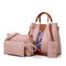 Women Faux Leather Four-piece Set Handbag Shoulder Bag Clutch Bag - Pink