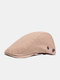 Men Cotton Solid Color Argyle Stitches Breathable Adjustable Sunshade Newsboy Hat Beret Flat Cap - Khaki