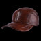 Leather Hat Men's New Leather Hat Men's Leather Hat Casual Outdoor Baseball Cap Adjustable - Red-brown