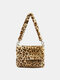 Women Plush Fluffy Leopard Pattern Printing Shoulder Bag Handbag - 01