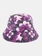 Women Coral Fleece Overlay Flower Pattern Embossed Fashion Warmth Bucket Hat - Purple