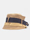 Unisex Cotton Contrast Color Bandage Dovetail Unique Fashion Bucket Hat - Khaki