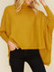 Chic Solid Color Loose Asymmetrical Turtleneck Sweater - Yellow