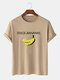 Mens Banana & Character Print Cotton Plain Breathable Loose Casual T-Shirts - Khaki
