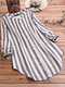 Striped Irregular Button Plus Size Shirt for Women - Gray