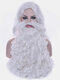 Santa Claus Head Cover Beard High Temperature Fiber Wigs Christmas Cosplay Kit - Head Cover+23.62in Beard