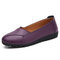 Women Leather Slip on Soft Casual Halved Belt Wearable Flats Shoes - Purple