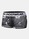 Mesh Multi-Color Palm & Lip Pattern Printed Underwear Shorts Breathable Letter Waistband Boxer Briefs - Black