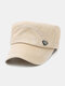 Men Washed Made-old Cotton Solid Color Letter Label Sunscreen Casual Military Cap Flat Cap - Beige