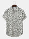 Mens All Over Geometric Symbol Print Stree Short Sleeve Shirts - White