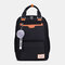 Women Large Capacity School Bag Waterproof Patchwork Backpack  - Black