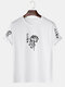Mens Rose Japanese Print Crew Neck 100% Cotton Short Sleeve T-Shirts - White
