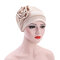 Women's Hats Side Large Flower Turban Beanies Cap Casual Warm Head Wrap Chemo Hats For Women - Beige