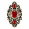 Vintage Finger Rings Gemstone Rhinestone Hollow Oval Geometric Rings Ethnic Jewelry for Women - Red
