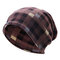 Mens Womens Grid Cotton Thickening Velvet Beanies Cap Knitted Soft Bonnet Hat And Scarf Dual-Use - Coffee
