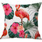 Funda de almohada de lino Flamingo Patrón Hojas tropicales verdes acuarela Monstera Hoja Palm Aloha - #8