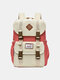 Women Large Capacity Patchwork Anti theft Waterproof 15.6 Inch Laptop Travel Bags Backpack - Beige