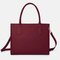 Women Casual Shopping Multifunction Handbag Solid Shoulder Bag - Wine Red