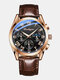 8 Colors Leather Stainless Steel Men Vintage Watch Decorated Luminous Pointer Calendar Quartz Watch - Rose Gold Case Black Dial PU Ban