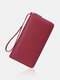 Women's RFID Blocking Leather Zip Around Wallet Large Phone Holder Clutch Travel Purse Wristlet - Wine Red