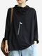 Casual Button Zipper Half Turtleneck Sweatshirt - Black