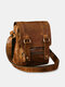 Menico Men Artificial Leather Vintage Cover Stitching Design Crossbody Bag Daily Business Retro Shoulder Bag - Brown