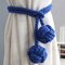 Curtain Tiebacks Hand Knitting Cord Rope Buckle Window Holdbacks with Double Balls 1 Pair - Blue