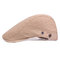 Mens Cotton Solid Color Beret Cap Sunshade Hat Casual Outdoors Peaked Forward Cap Adjustable Hat - Khaki