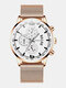 10 Colors Stainless Steel Alloy Men Business Watch Decorative Pointer Calendar Quartz Watch - Rose Gold Band Rose Gold Case Wh
