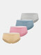 4Pcs Plus Size Women Stripe Cotton Seamless Breathable Antibacterial Mid Waist Panties - #01