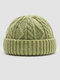 Unisex Knitted Jacquard Solid Color Classic Twist Pattern All-match Warmth Brimless Beanie Landlord Cap Skull Cap - Green
