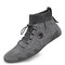 Men Pigskin Leather Soft Non Slip Handmade Stitching Knitted Sock Ankle Boots - Gray