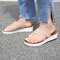 Women's Plus Size Summer Comfort Breathable Flip-Flops Casual Slippers - Beige