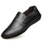 Men Large Size Casual Business Leather Shoes - Black