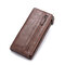 Men PU Leather Solid Long Phone Purse 11 Card Slot Wallet - Coffee