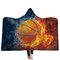 3D Basketball Football Ball Fire Blanket Polyester Flannelette TV Blanket Waerable Hooded Blanket - #11