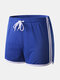 Men Mesh Striped Belt Mini Shorts Breathable Quick Dry Casual Boxer Shorts - Blue