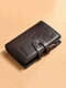 Men Genuine Leather 6 Card Slots Retro Anti-theft Money Clips Foldable Card Holder Wallet - Coffee
