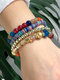 4 Pcs/Set Vintage Ethnic Colorful Geometric-shaped Beads Beaded Multi-layer Bracelets - #03