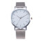 Casual Business Women Watch Full Alloy Case Mesh Band No Number Dial Quartz Watch - Silver+White