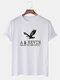 Mens Eagle Graphic Print Loose Breathable T-shirt - White