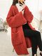 Solid Color Middle and Long Paragraph Sweater Cardigan - Red