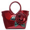 Casual Peal Patent Leather Coloful Flower Sweet Lady's Handbag Crossbag - Wine Red
