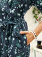 Newchic x Olga Diatlova Calico طباعة حزام خصر رقبة على شكل حرف V وأكمام قصيرة جيوب Jumpusit مستقيمة - أزرق
