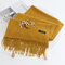 Women Ethnic Style Embroidered Woolen Blending Scarf Shawl Casual Warm Breathable Sunscreen Scarf - Yellow