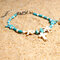 Vintage Starfish Anklet Turquoise Cross Pendant Women Anklet  Ethnic Style Anklet - White