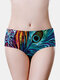 Women Multi-Color Gradient Print Seamless Breathable Full Hip Mid Waist Panty - Multi Color