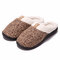 Men Fabric Home Comfy Soft Warm Casual Plush Lining Slippers - Coffee